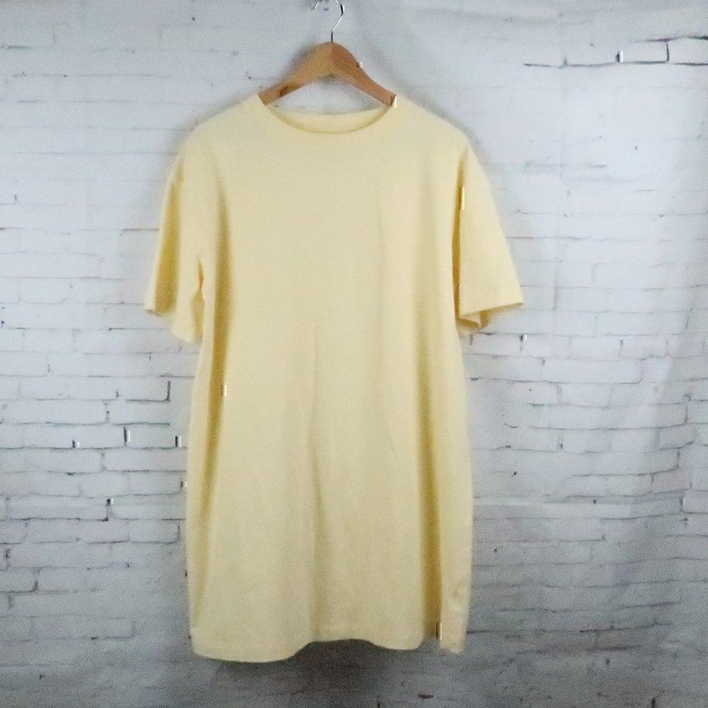 A NEW DAY YELLOW CREW NECK SHORT SLEEVE COTTON BLEND T SHIRT DRESS SIZE LARGE